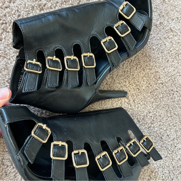 Lane Bryant Open Toe for Sale up to 90% Off: Poshmark Lane Bryant Black Leather Gold Accents Heel Pump Open Toe Booties Size 10W